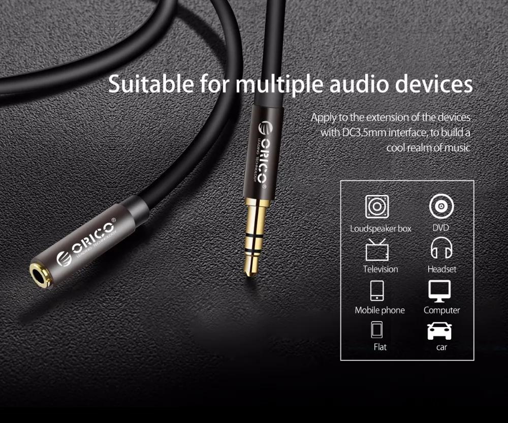 Удлинительный кабель ORICO jack 3 5 мм Aux для наушников iphone 6 Huawei P20 аудиокабель|Кабели