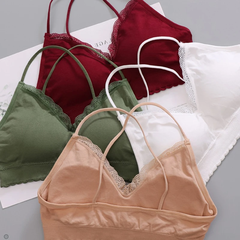 Сексуальные кружева Bralette женский Беспроводной бюстгальтер сплошной Для женщин