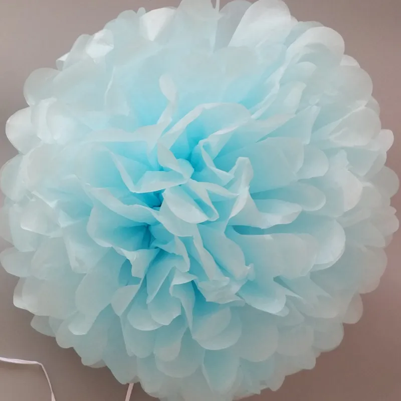 AJP 3 шт./компл. mix Размер ткани Pom Poms золотого и серебряного цвета цветочные шары из бумаги, украшение для свадьбы, дома, декор День рождения Рождественские принадлежности - Цвет: light bue