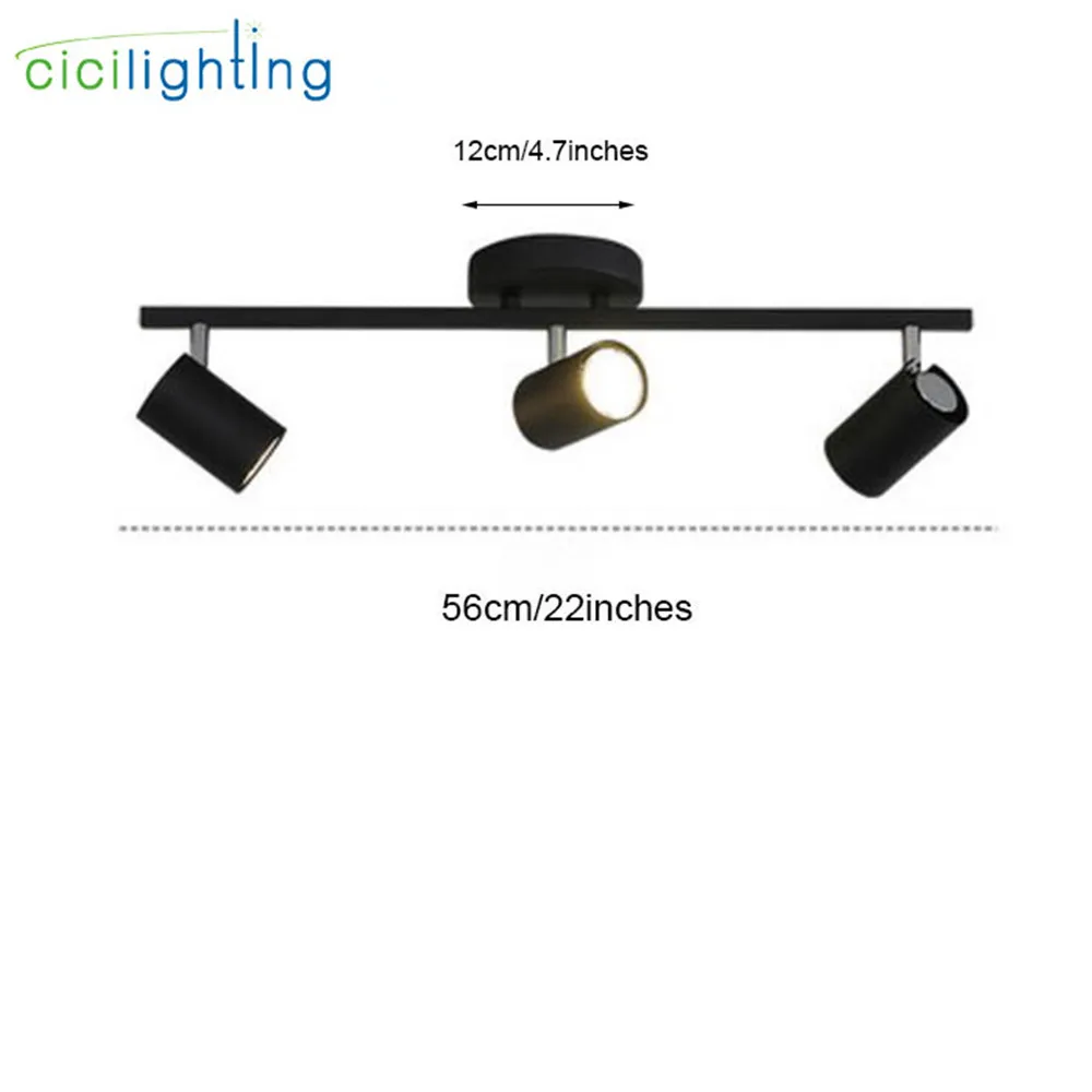 black 3-light Современный черный белый светодиодный потолочный светильник GU10 регулируемые металлические точечные потолочные светильники, промышленный магазин, светодиодный светильник - Цвет корпуса: black 3-light