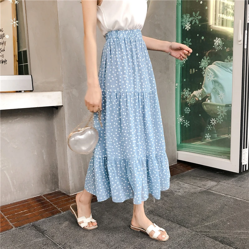 2019 весенне-летние женские шифоновые юбки трапециевидной формы повседневные
