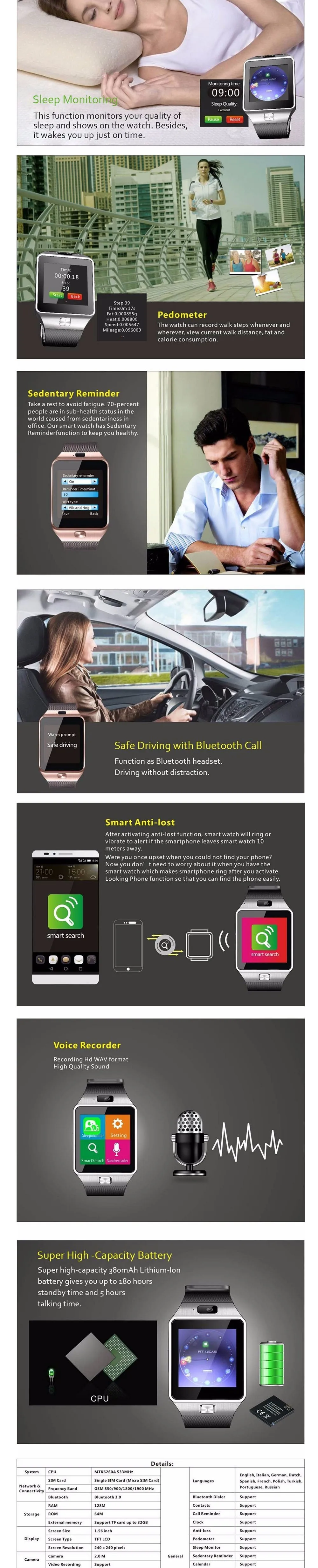 Ssdfly новые умные часы Dz09 умные часы с Bluetooth умные сенсорные умные часы Bluetooth подключение телефона sim-карты