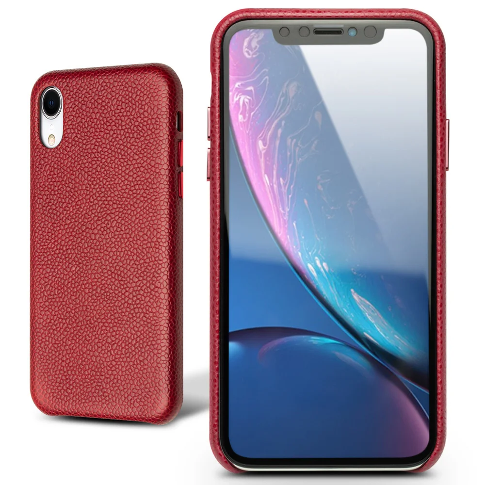 

QIALINO Genuine Real Leather Slim Back Cover for Apple iPhone XR 6.1 inches Luxury Anti-knock Lady Phone Bag for iPhone XR