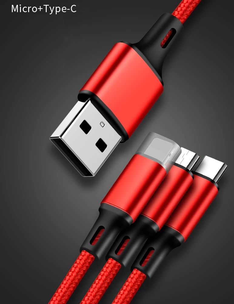 3 в 1 Micro usb type C кабель для зарядного устройства Мульти Usb порт несколько Usb кабель для зарядки Usbc кабели для мобильных телефонов для samsung