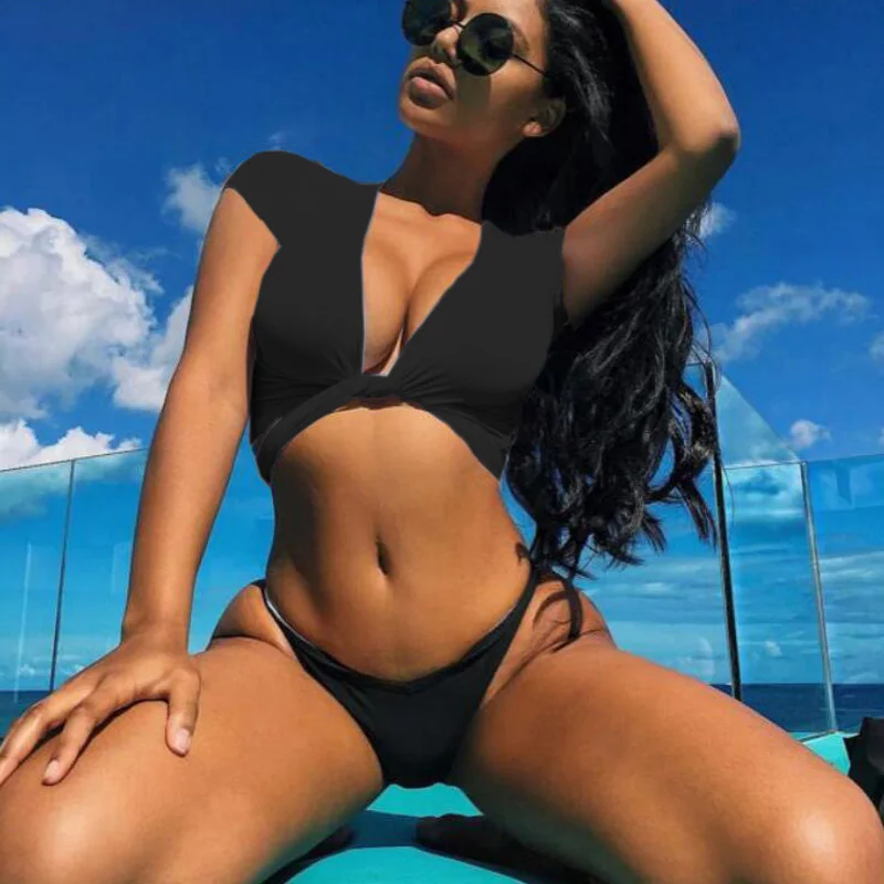 Two Piece Swimsuit Women Female Swimsuits Women's Mesh Long Sleeve Bikini Set Push Up Swimwear Swimming Suit For Beachwear | Женская