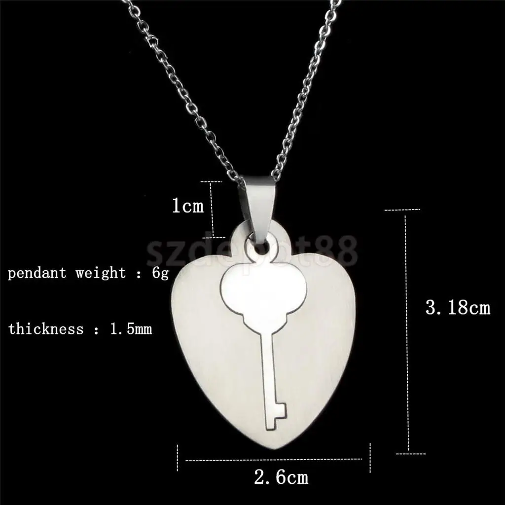 Ожерелье из нержавеющей стали с сердечком и замком для ключей кулон в виде сердца