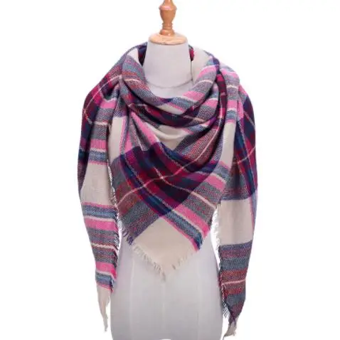 2018 модный вязаный весенне-зимний женский шарф клетчатые теплые кашемировые