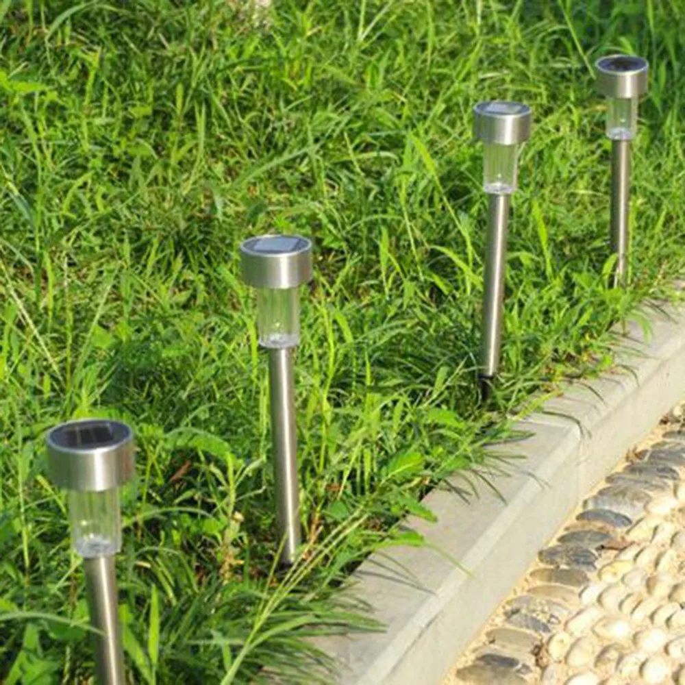 1pcs NEW Stainless Steel Outdoor LED solar light Lights w/ Built-In Stakes & Auto On/Off Hot Search | Solar Lamps
