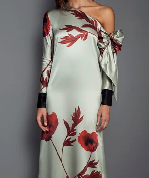 Сексуальное платье на одно плечо с принтом вечерние сезон: весна–лето макси