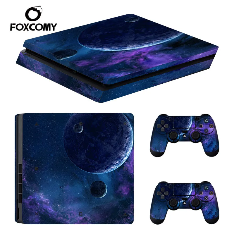

blue Starry Sky Star Console Skin Cover For Playstation 4 Slim Console PS4 Slim Skin Stickers Controller LED Protective