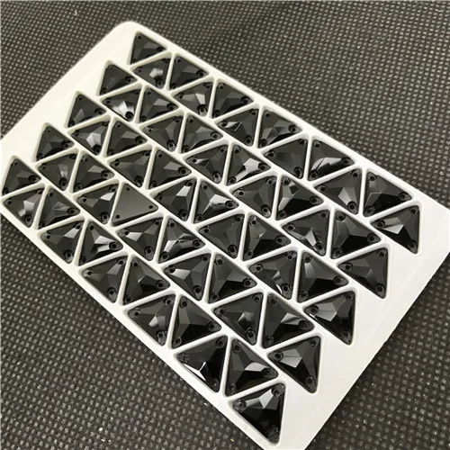 12mm 60pcs Topstone 12,16, 22 мм с треугольником стразами струйный Черный цвет стеклянный кристалл пришивной камень для костюмированной одежды - Цвет: 12mm 60pcs