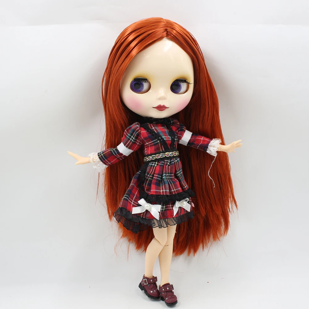Ледяной DBS Blyth кукольные серии No.230BL0374 коричневый красный прямые волосы из белой