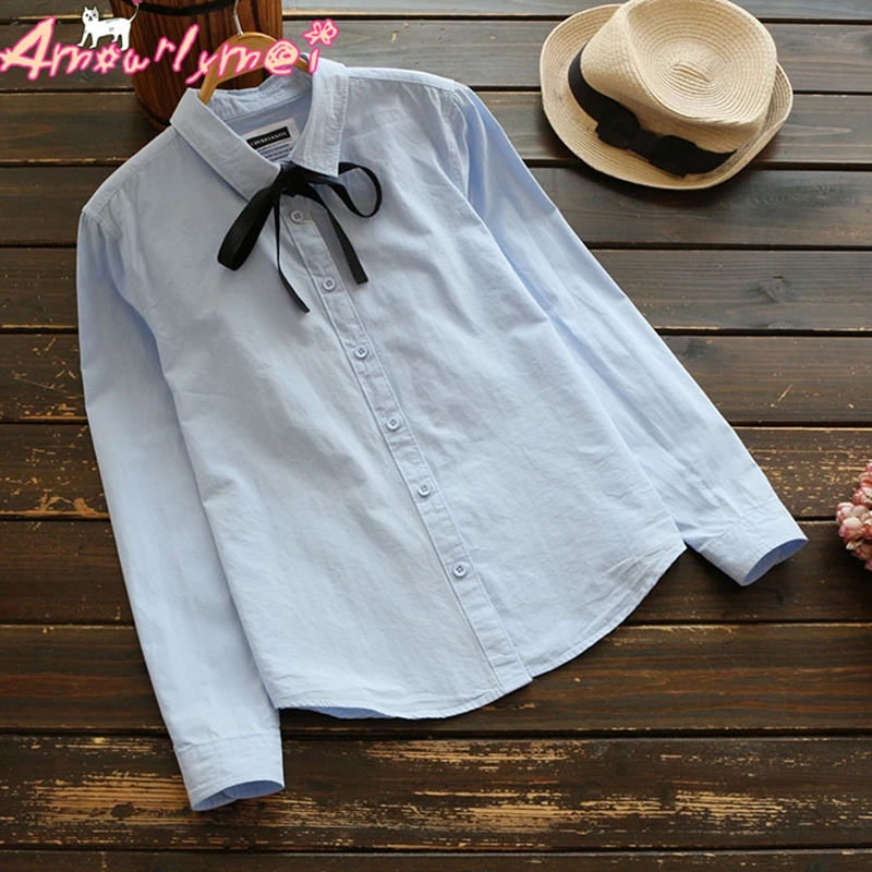 Рубашка в стиле девушки Мори новинка весны 2018 Женская милая хлопковая блузка