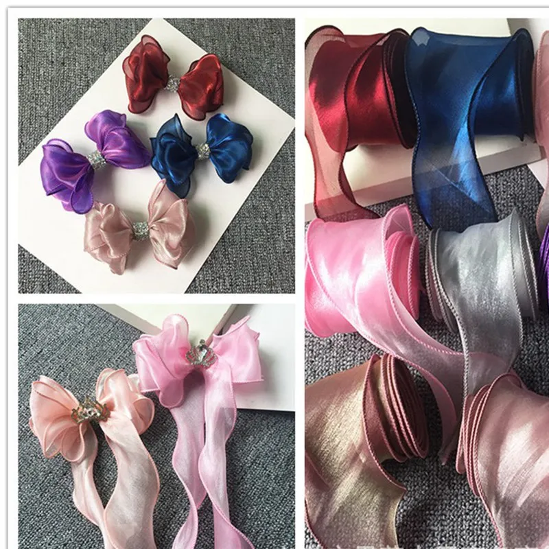 

5.5cm*35M Translucent Romantic Wavy Yarn Fancy flash Ribbon for Bouquet Packaging DIY Hair Band Hand-made Bow Accessories Gift