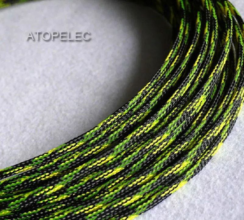 Black UV Yellow 6 мм широкий плотный Плетеный ПЭТ расширяемый рукав оболочка для кабеля черный/серебристый/золотой/красный/оранжевый/желтый/зеленый/синий/белый/прозрачный - Цвет: Black UV Yellow