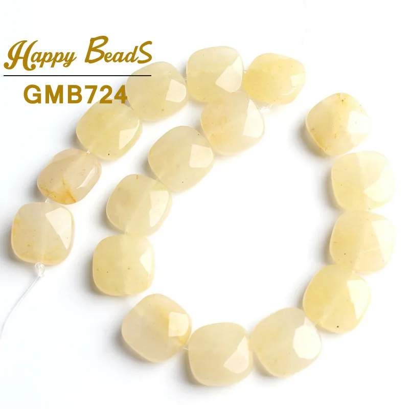 Yellow Jade 12*12 мм натуральные граненые Агаты кварцевые бирюзовые бусины Квадратные Свободные бусины для самостоятельного изготовления ювелирных изделий браслет ожерелье - Цвет: Yellow Jade