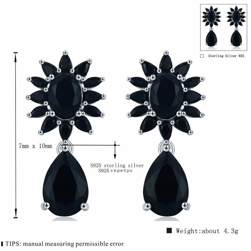 Милые букле D'Oreille Femme, цветочные 925 пробы, серебряные, черные, шпинель, серьги для помолвки, для женщин, хорошее ювелирное изделие, Bijoux I066