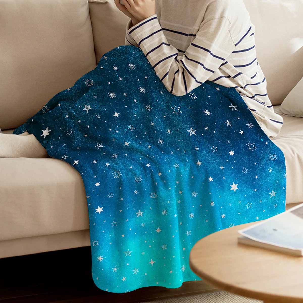 

WARMTOUR Throw Blanket Starry Sky Throw Blanket Cute Kids Design Warm Microfiber Blanket