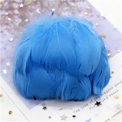 middle blue 100p 8-12 см натуральные лебединые перья 100 шт Мягкие гусиные перья теплый цвет окрашенное перо страуса самодельный декоративный дизайн для рождественской вечеринки - Цвет: middle blue 100p