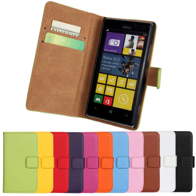 Чехол кошелек из натуральной кожи для Nokia Lumia 925 11 цветов|wallet fashion|wallet zipperwallet phone case |