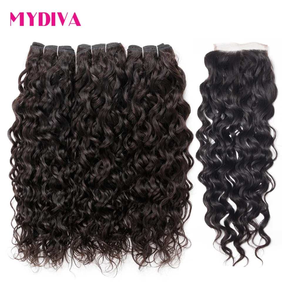 Бразильская холодная завивка пучок s с закрытием человеческих волос для