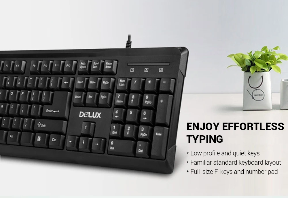 Delux K6002+ M138 Проводная клавиатура мышь комбинированная 104 клавиш с подставкой для рук для windows XP/7/8/10/MAC Регулируемое разрешение 1000 dpi