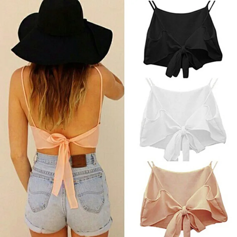 Летний Повседневный Новый Модный сексуальный женский топ без рукавов с открытой