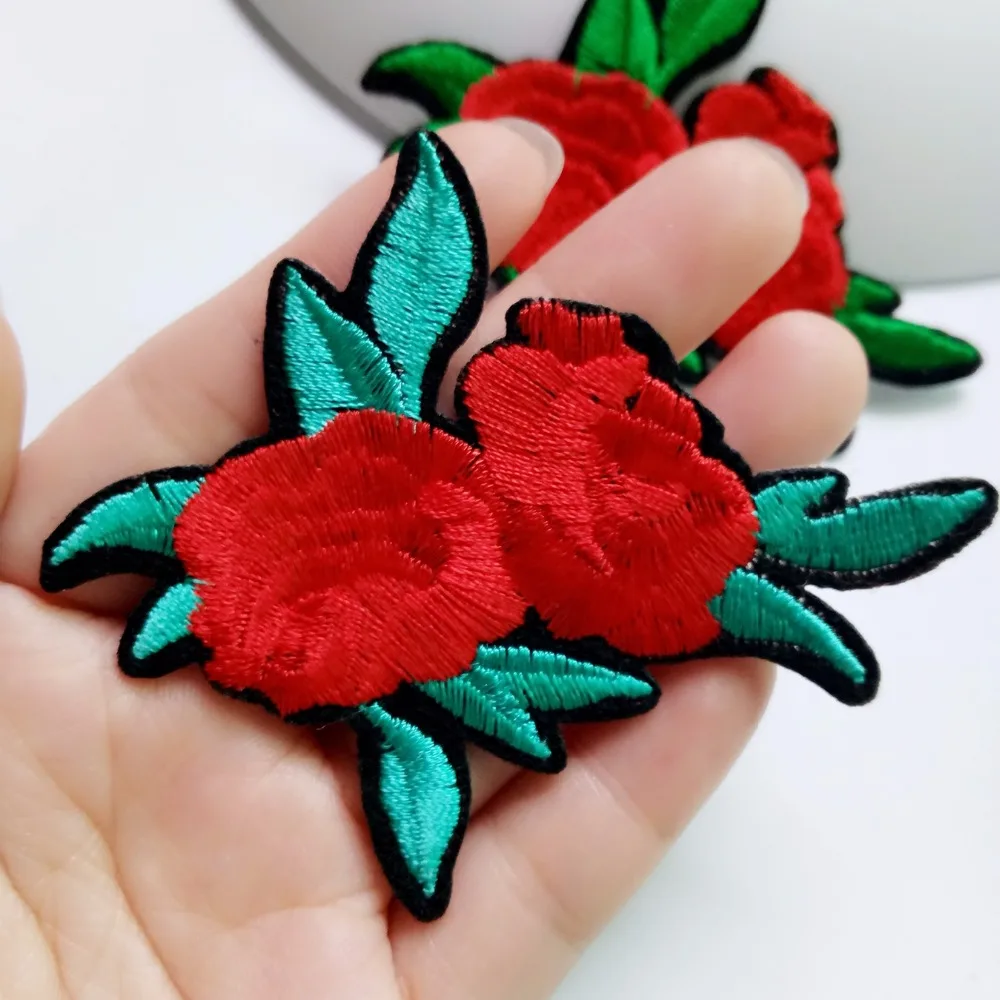 20 шт маленькие красные зеленые цветочные нашивки вышитые утюжок на/пришить