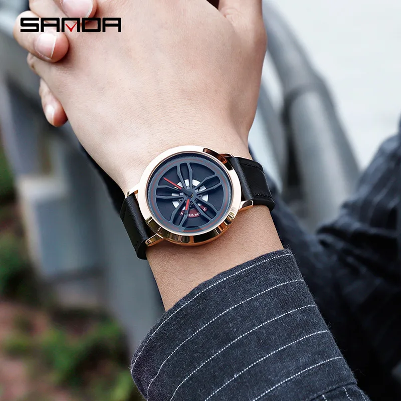 Sanda Роскошные Брендовые мужские и женские модные вращающиеся часы цвета розового