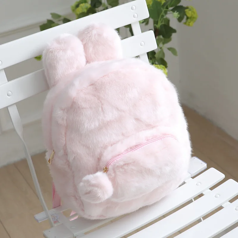Kawaii заячьи уши хвост Рюкзак Кролик плюшевый школьный рюкзак для женщин Японии
