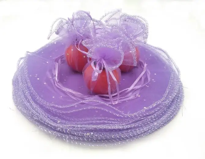 purple 100 шт/партия диаметр 26 см белый круглый органзы мешок шнурок ювелирных изделий упаковки сумки Свадебный Рождественский подарок сумки из органзы - Цвет: purple