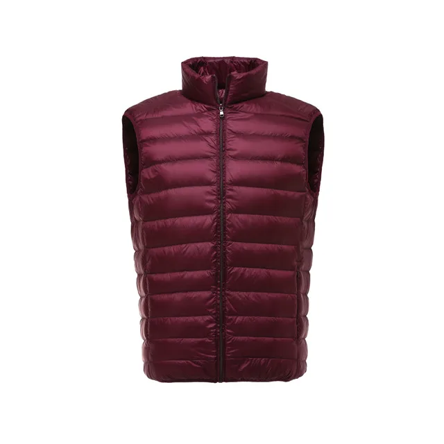 Wine Red DAVYDAISY New Autumn Winter Man Waistcoat Ultralight Stand Collar Duck Down Padded Warm Vest Men Sleeveless Coat DCT-268 - Цвет: Wine Red