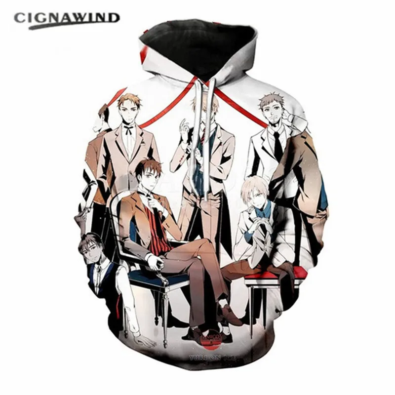 Новые мужские толстовки с 3D принтом аниме Yuri on Ice модные спортивные костюмы для