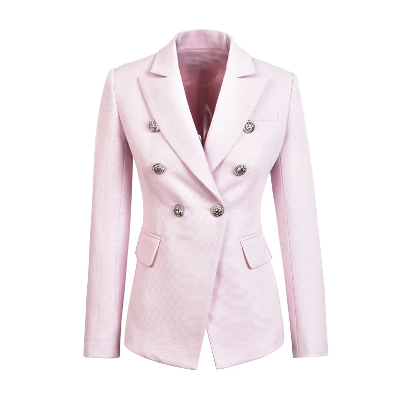 Женский двубортный Блейзер на пуговицах элегантный розовый блейзер в