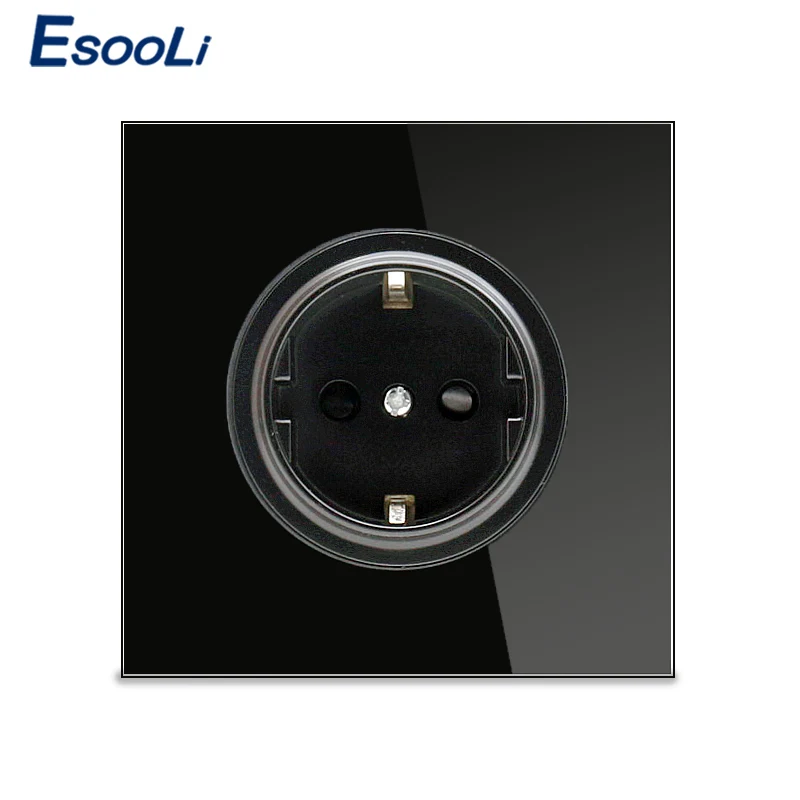 Esooli Новое Поступление Хрустальная стеклянная панель 16A стандарт ЕС настенная розетка заземленная с детским защитный замок
