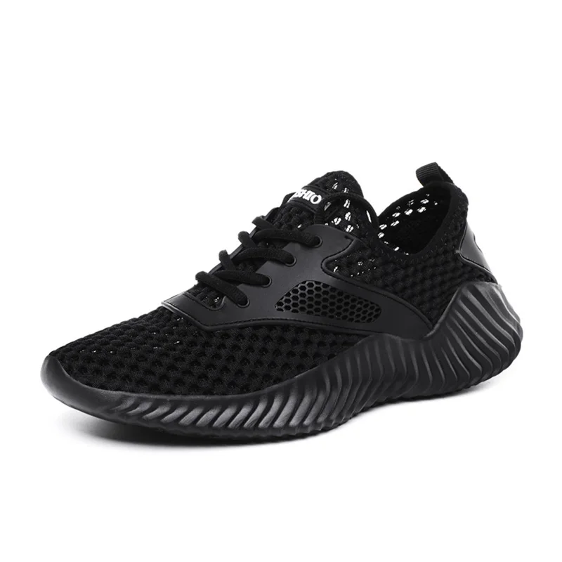 all black SUROM/Новые летние мужские кроссовки; дышащая повседневная обувь из сетчатого материала; легкая модная мужская обувь; большие размеры 36-47 - Цвет: all black