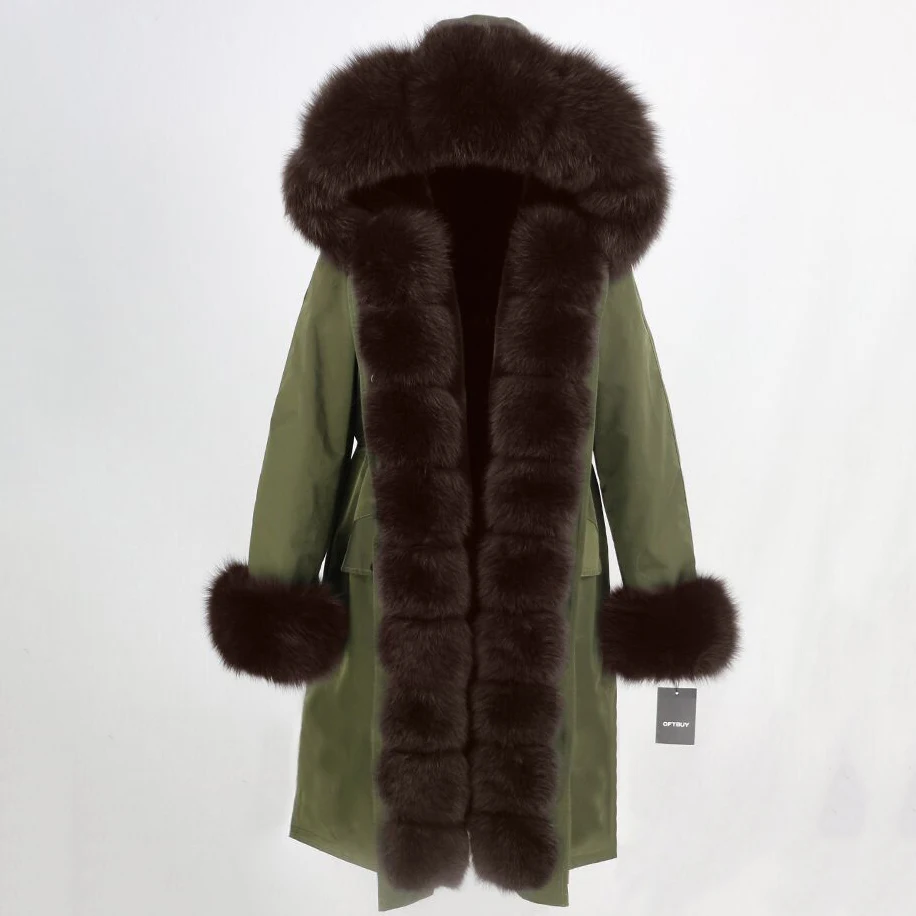 Зимняя куртка женская X-long Parka непромокаемая Верхняя одежда натуральный мех пальто натуральный Лисий Мех капюшон Роскошная Верхняя одежда Съемная бренд