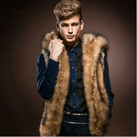 new fashion winter men fur vest thick fur hooded vests men waistcoats males sleeveless outerwear brand clothing coat vests