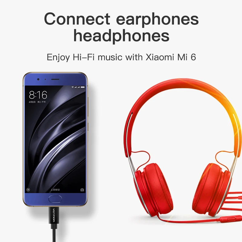 Vention Type C на 3 5 мм кабель для наушников адаптер USB 1 Jack аудио Aux Xiaomi Mi6 Динамик