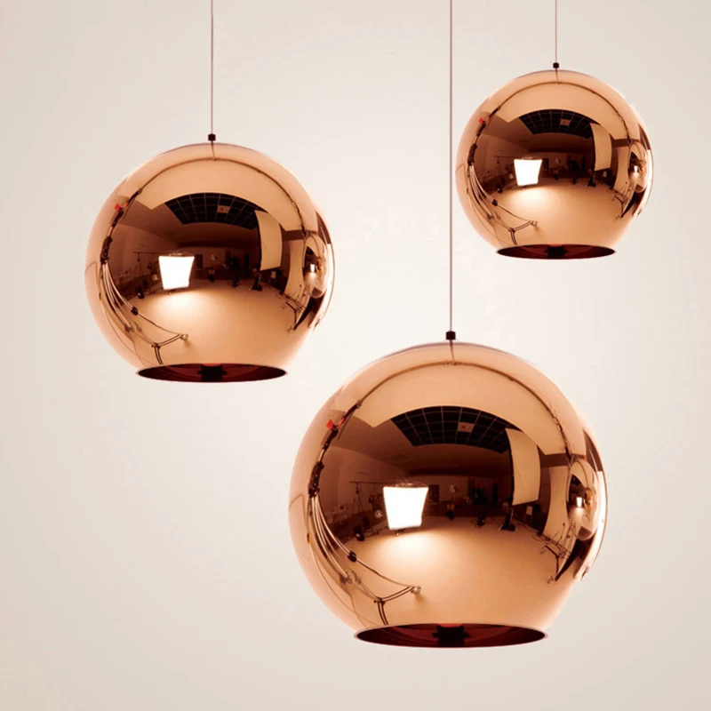 Стекло Бурлящий шарик подвесной светильник e27 светодиодные лампы Медь зеркало
