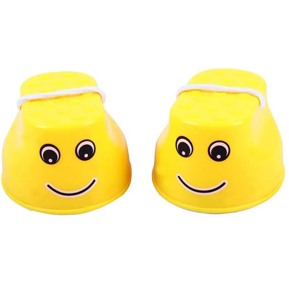 Yellow A 1 пара детских утолщенных пластиковых ходулей, тренировочная игрушка, смайлик сорго, тренировочный инструмент для детского сада, спорта на открытом воздухе - Цвет: Yellow A