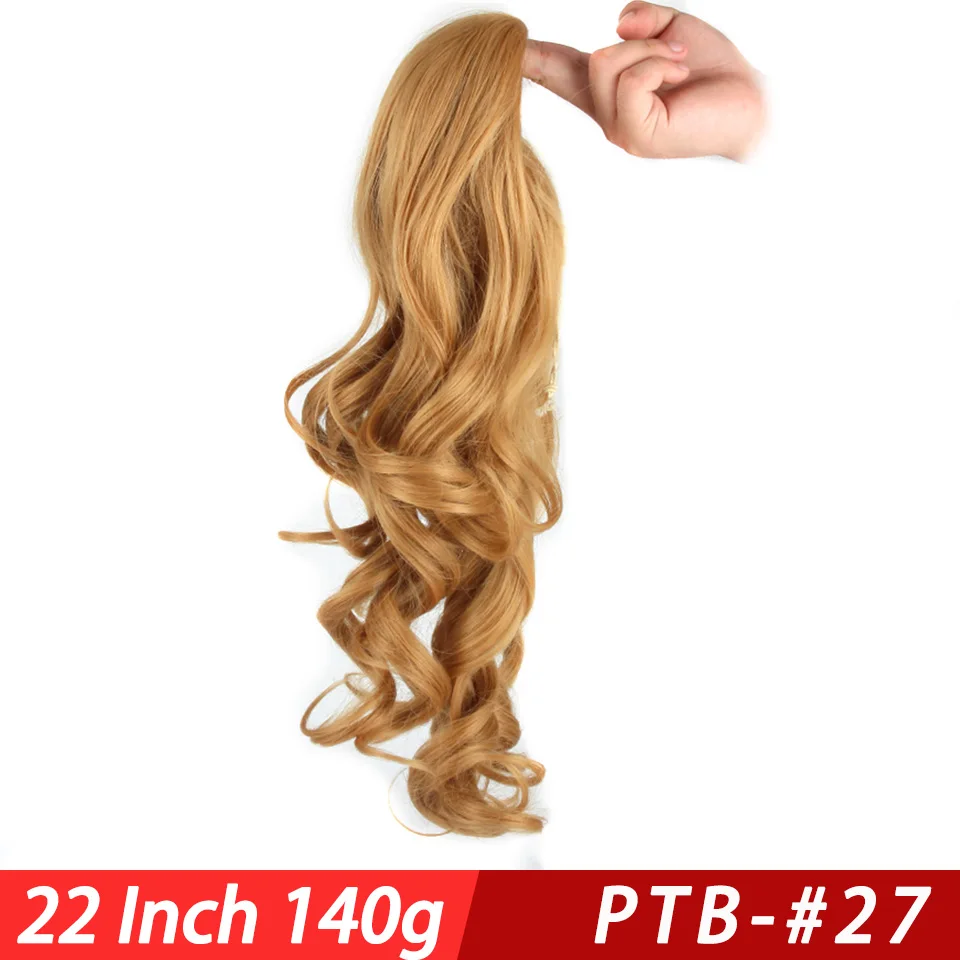 Pageup 22 ”длинные вьющиеся волосы на заколках, хвост, накладные волосы, конский хвост, шиньон с заколками, синтетические волосы, конский хвост, наращивание волос - Цвет: PTB-27