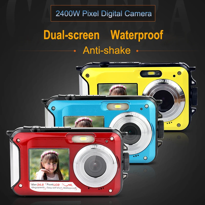 Водонепроницаемая цифровая камера KOMERY видеокамера с двойным экраном 2 7 K 48MP 16X