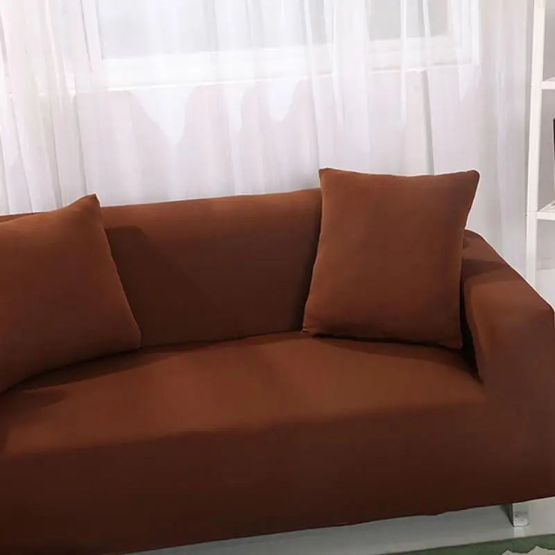 Dark Coffee Solid Simple Stretch Sofa Protector Cover for Living Room Slipcovers Sectional L Shape Sofacover 1/2/3/4 Seater | Дом и сад