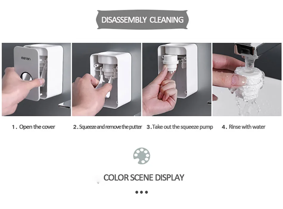 GUNOT Automatic Toothpaste Dispenser Wall Mounted Stand Home Dust-proof Toothpaste Lazy Dispenser Bathroom Accessories Set