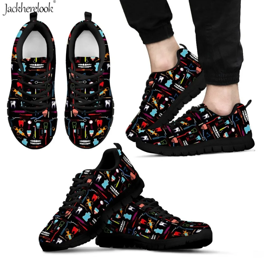Jackherelook/кроссовки с зубным принтом; Цвет Черный; Модные женские повседневные Прогулочные кроссовки; обувь на плоской подошве для женщин; женская обувь на плоской подошве