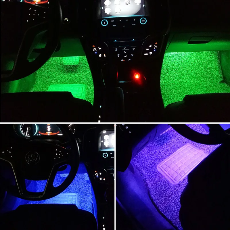 4 шт. Автомобильная RGB Светодиодная лента для салона света многоцветный музыка атмосфера звук активная функция светодиодный гибкая светодиодная лента с usb-портом