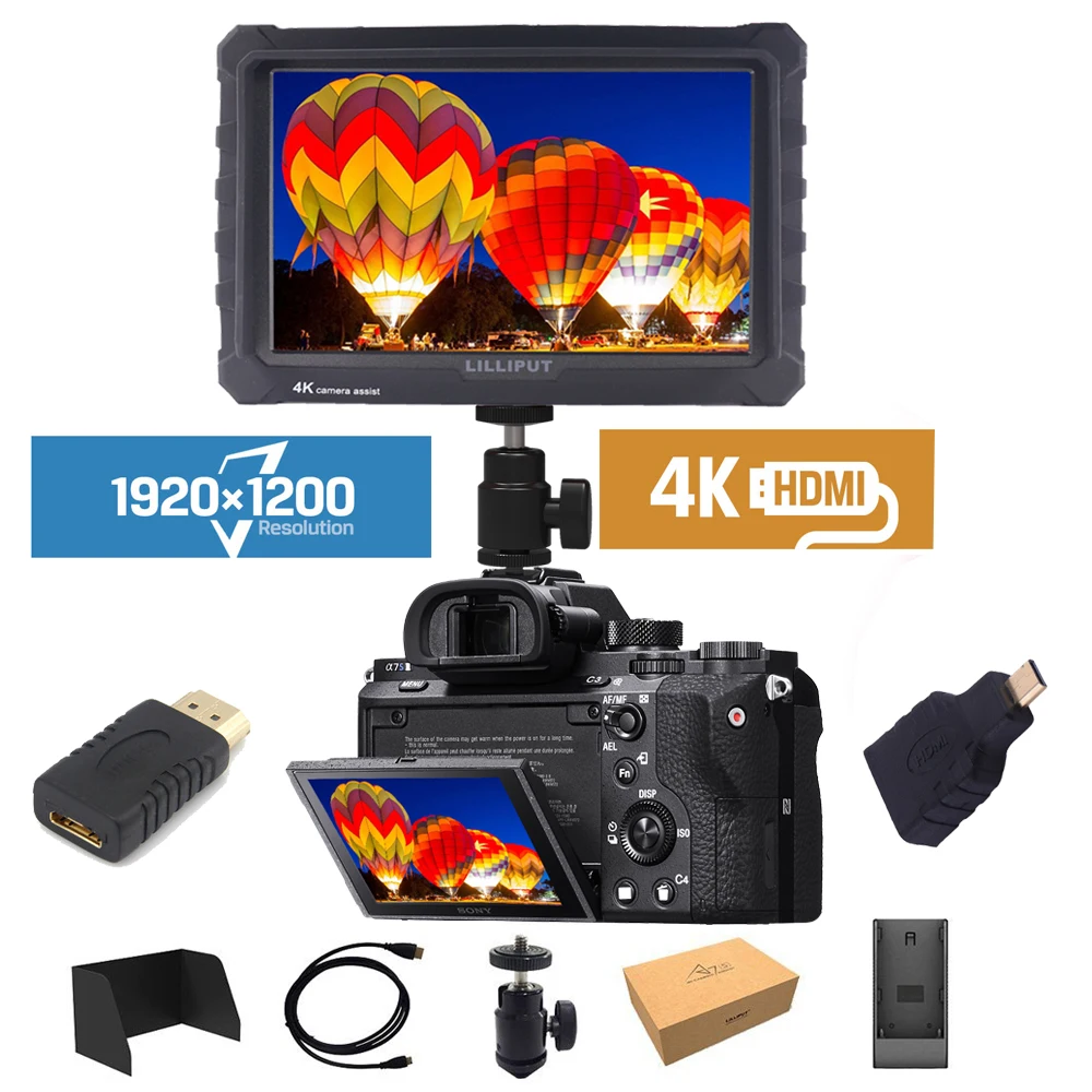 Lilliput A7S 7 дюймов очень тонкий ips Full HD 1920x1200 4 К HDMI на Камера видео поле монитор для 4 К DSLR Камера видео монитор