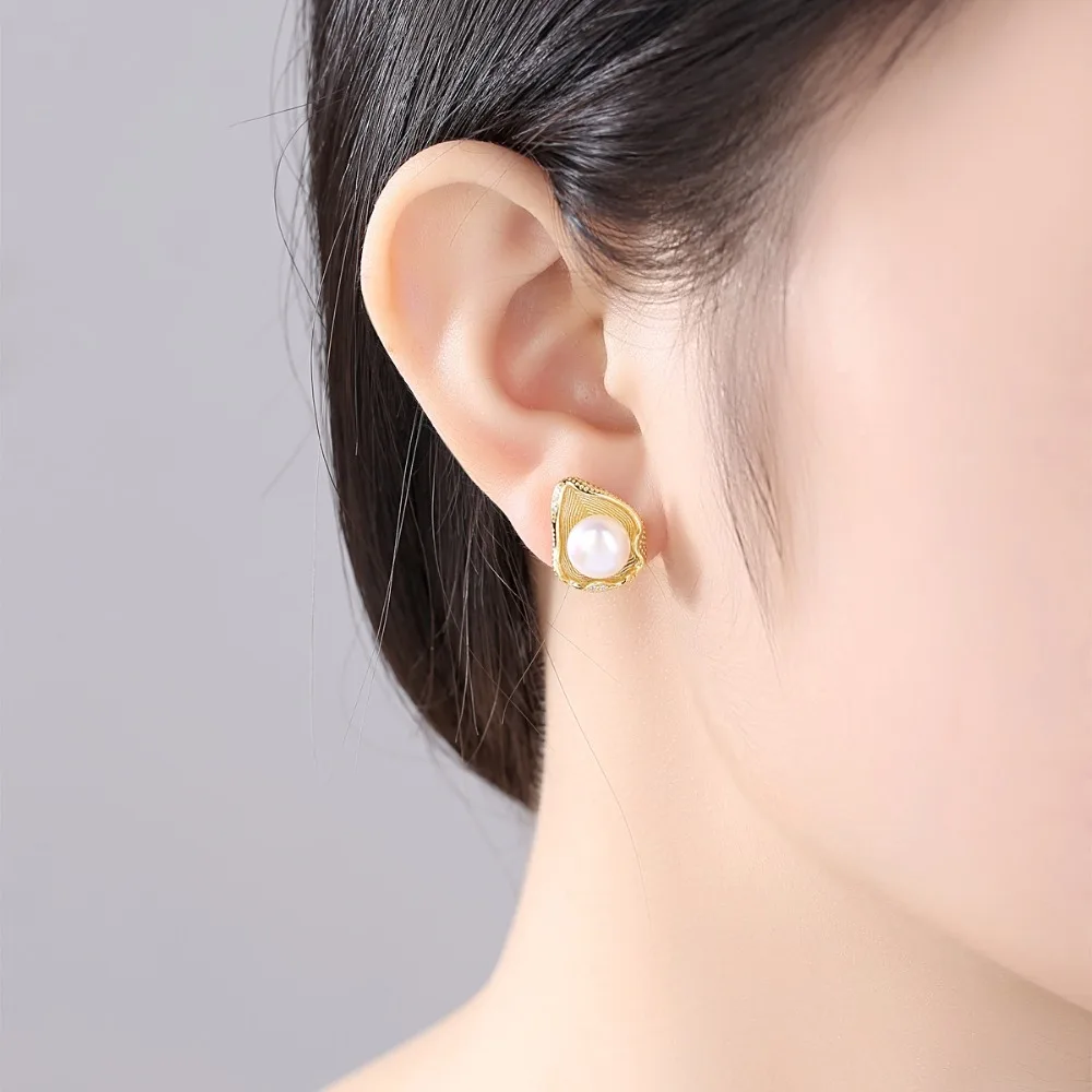 DR Charm 18k оболочка золотого цвета Дизайн Настоящее серебро 925 пробы пресноводный