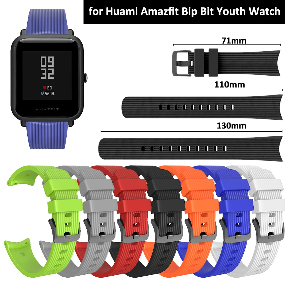 

20mm Width Silicone Watchbands for Xiaomi Huami Amazfit Bip BIT PACE Lite Youth Bands Sillicone Replacement Bracelet for Huami